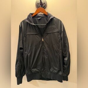 Large Air Jordan Michael Jordan Black Zip Up‎ Cafe Racer Style Coat medium